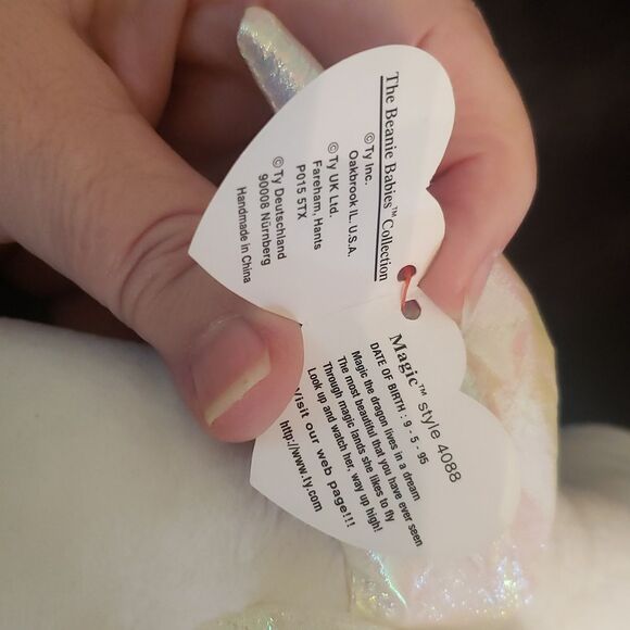 Vintage 1995 Ty Beanie Baby MAGIC the Dragon - Sparkly Iridescent Wings! - Picture 5 of 7